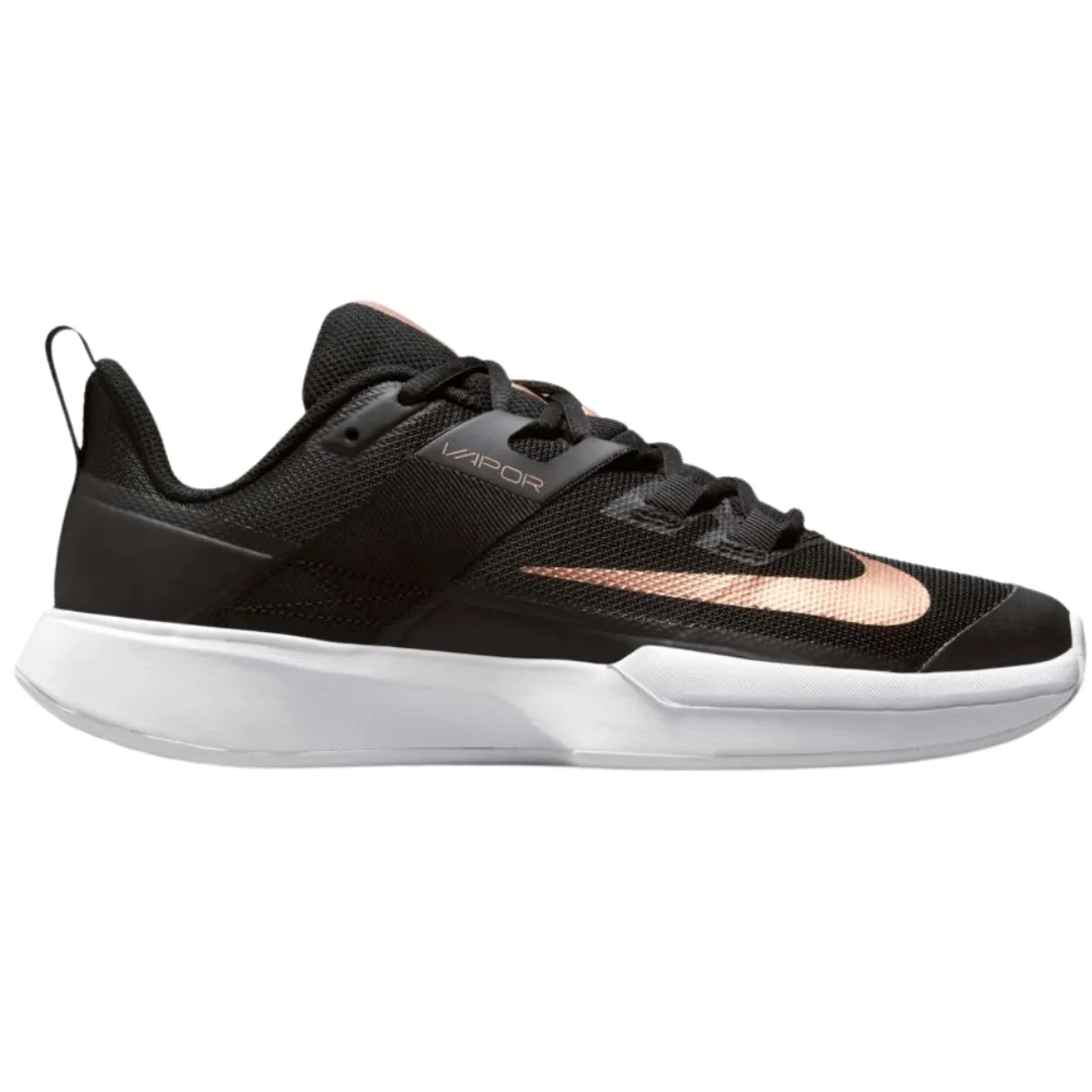 Nike Womens Court Vapor Lite Tennis Shoes - Black/Metallic Red Bronze-White