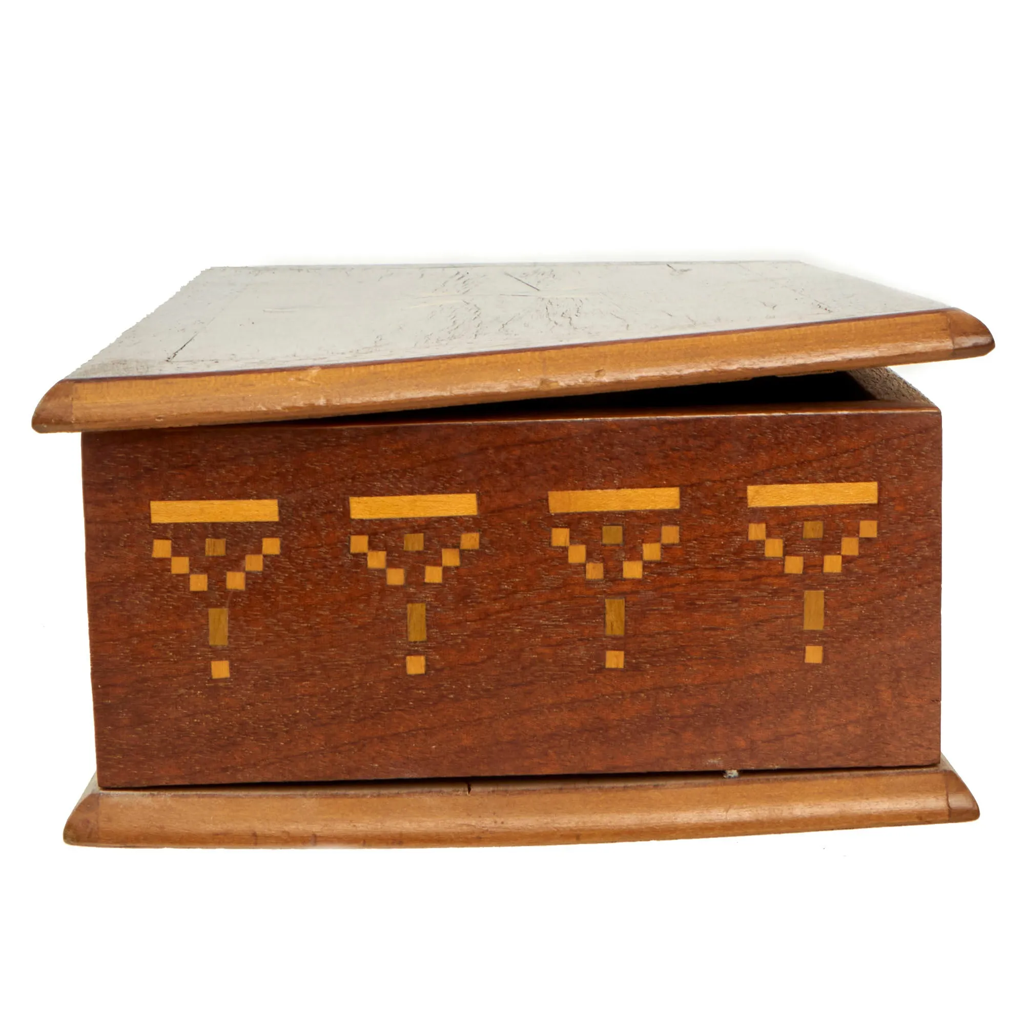 Original Belgian WWI Military Refugee Camp Zeist (Internment Camp Amersfoort) Wood Souvenir Keepsake Box - Featured In The Book “Trench Art, An Illustrated History” by Jane Kimball on Page 247