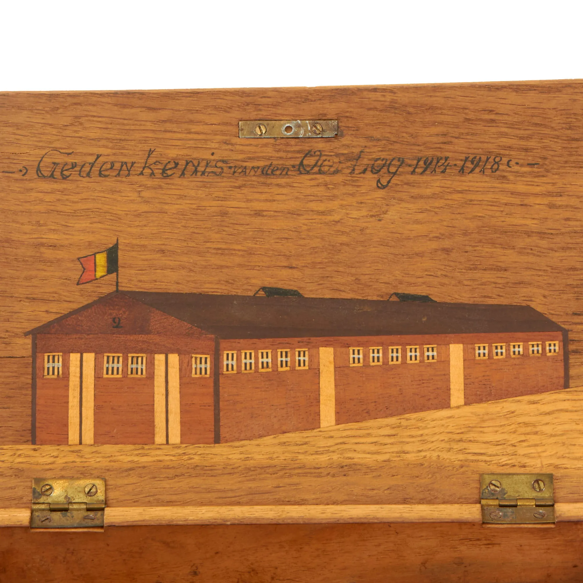 Original Belgian WWI Military Refugee Camp Zeist (Internment Camp Amersfoort) Wood Souvenir Keepsake Box - Featured In The Book “Trench Art, An Illustrated History” by Jane Kimball on Page 247