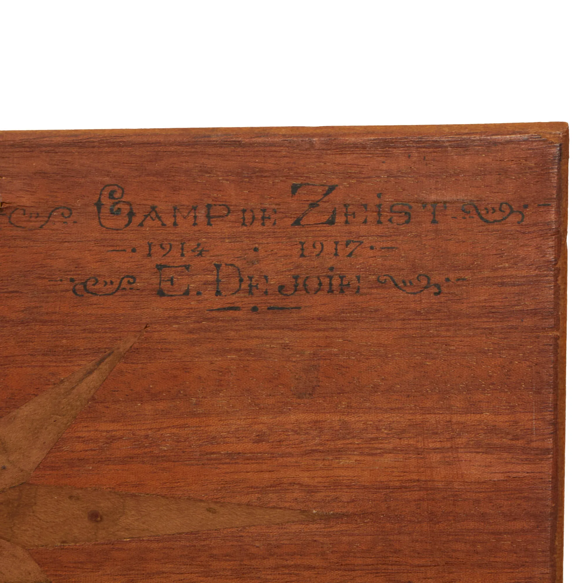 Original Belgian WWI Military Refugee Camp Zeist (Internment Camp Amersfoort) Wood Souvenir Keepsake Box