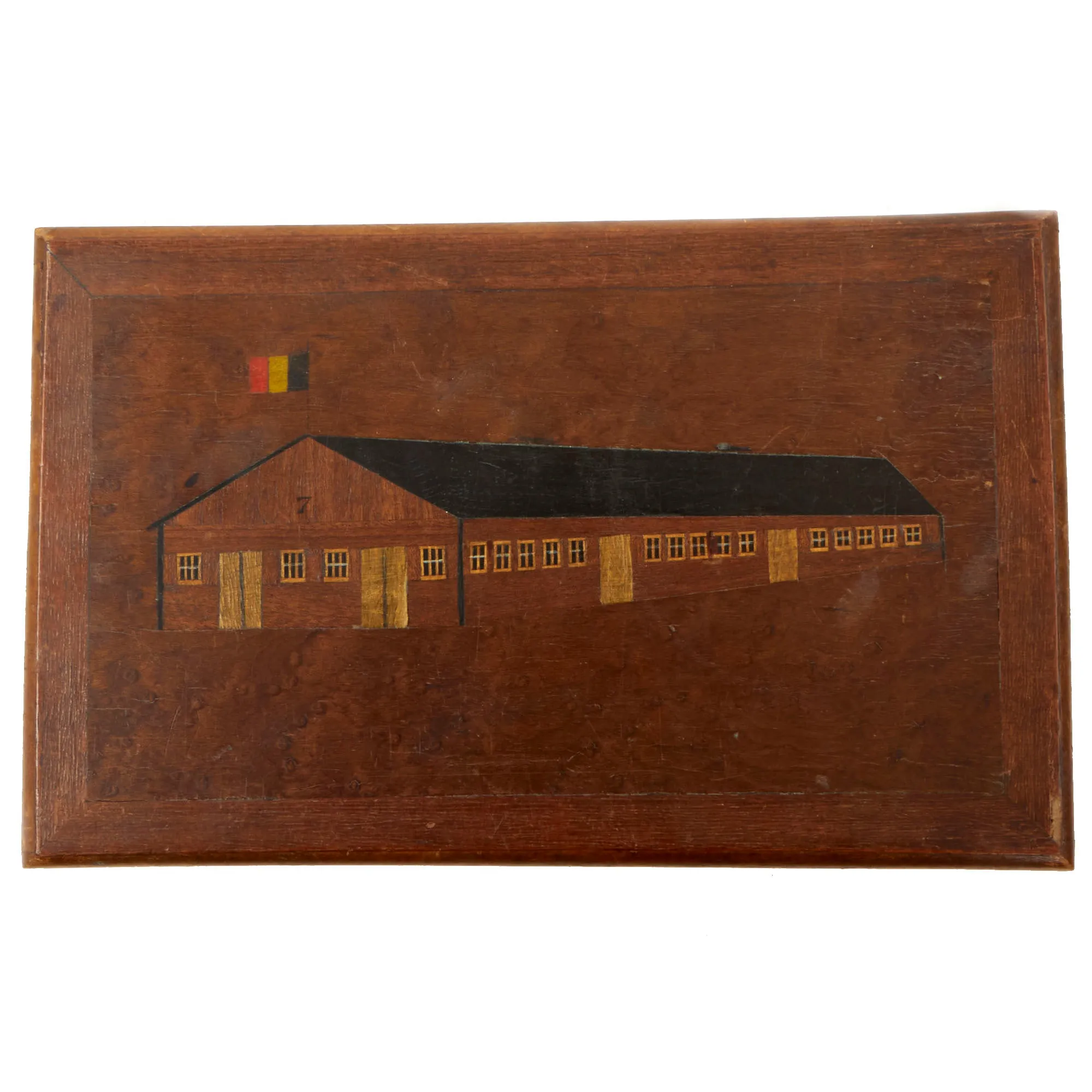 Original Belgian WWI Military Refugee Camp Zeist (Internment Camp Amersfoort) Wood Souvenir Keepsake Box