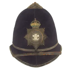 Original British WWI Era Early Rose-Top Cheshire Constabulary Police Bobby Helmet - Complete