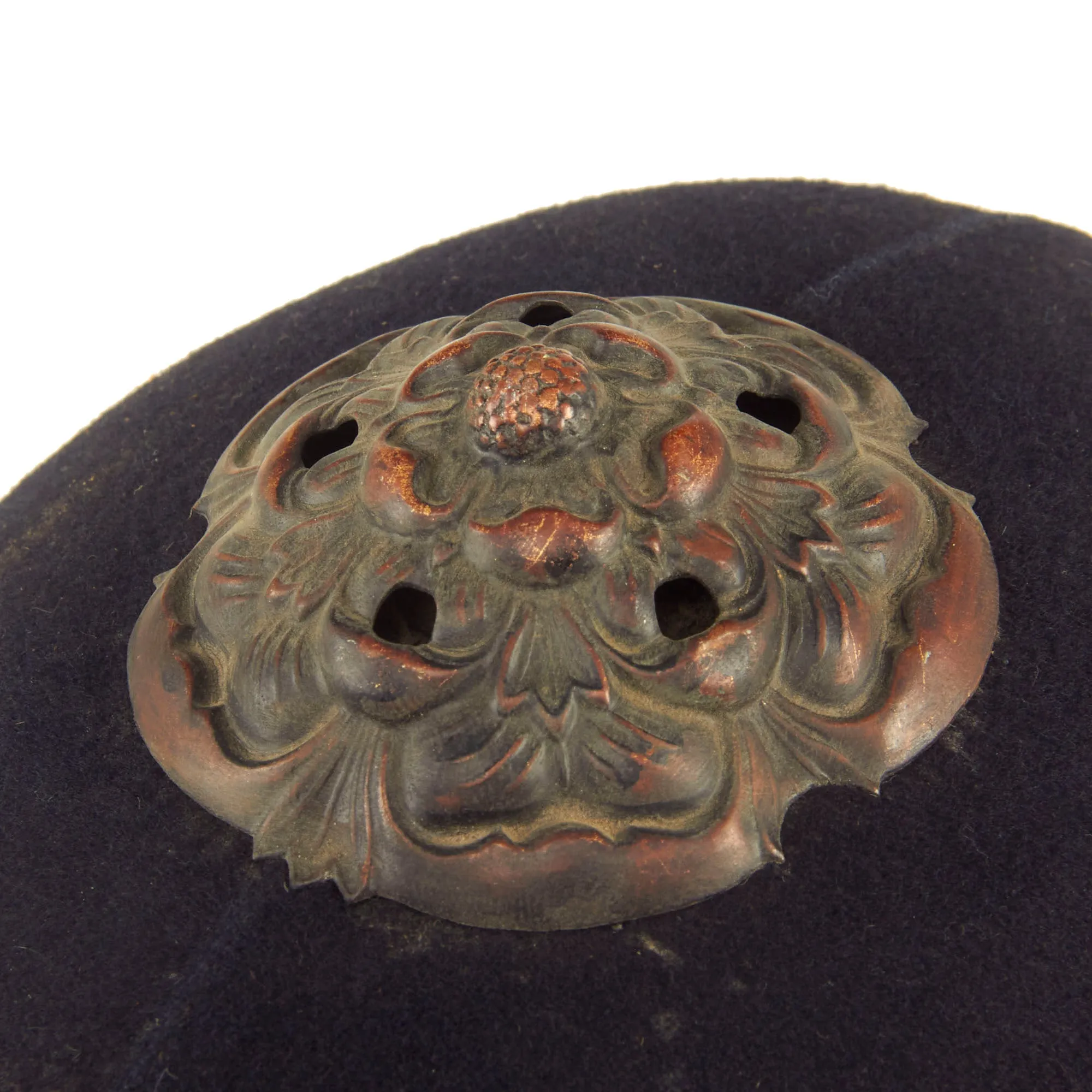 Original British WWI Era Early Rose-Top Cheshire Constabulary Police Bobby Helmet - Complete