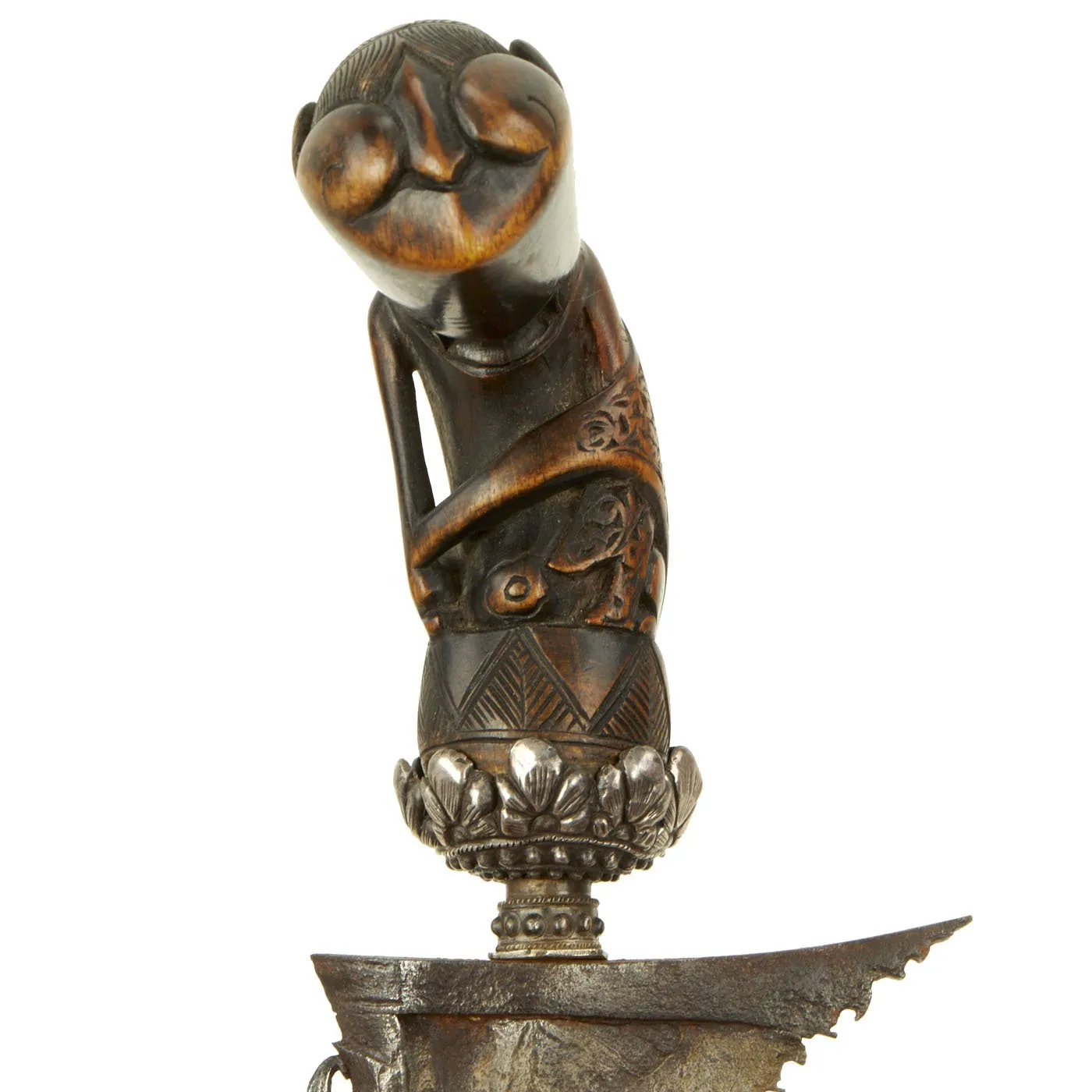 Original Dutch East Indies Kris Dagger with Carved Handle in Scabbard from the Island of Java - circa 1850