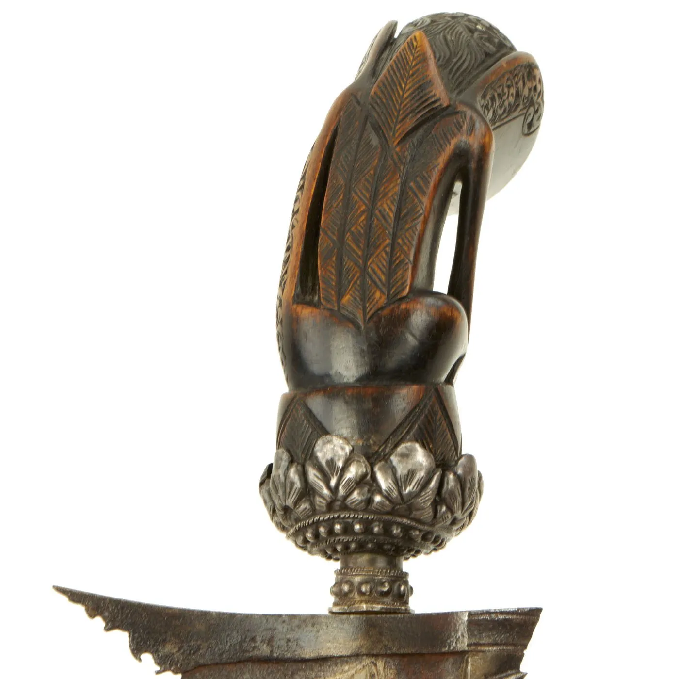 Original Dutch East Indies Kris Dagger with Carved Handle in Scabbard from the Island of Java - circa 1850