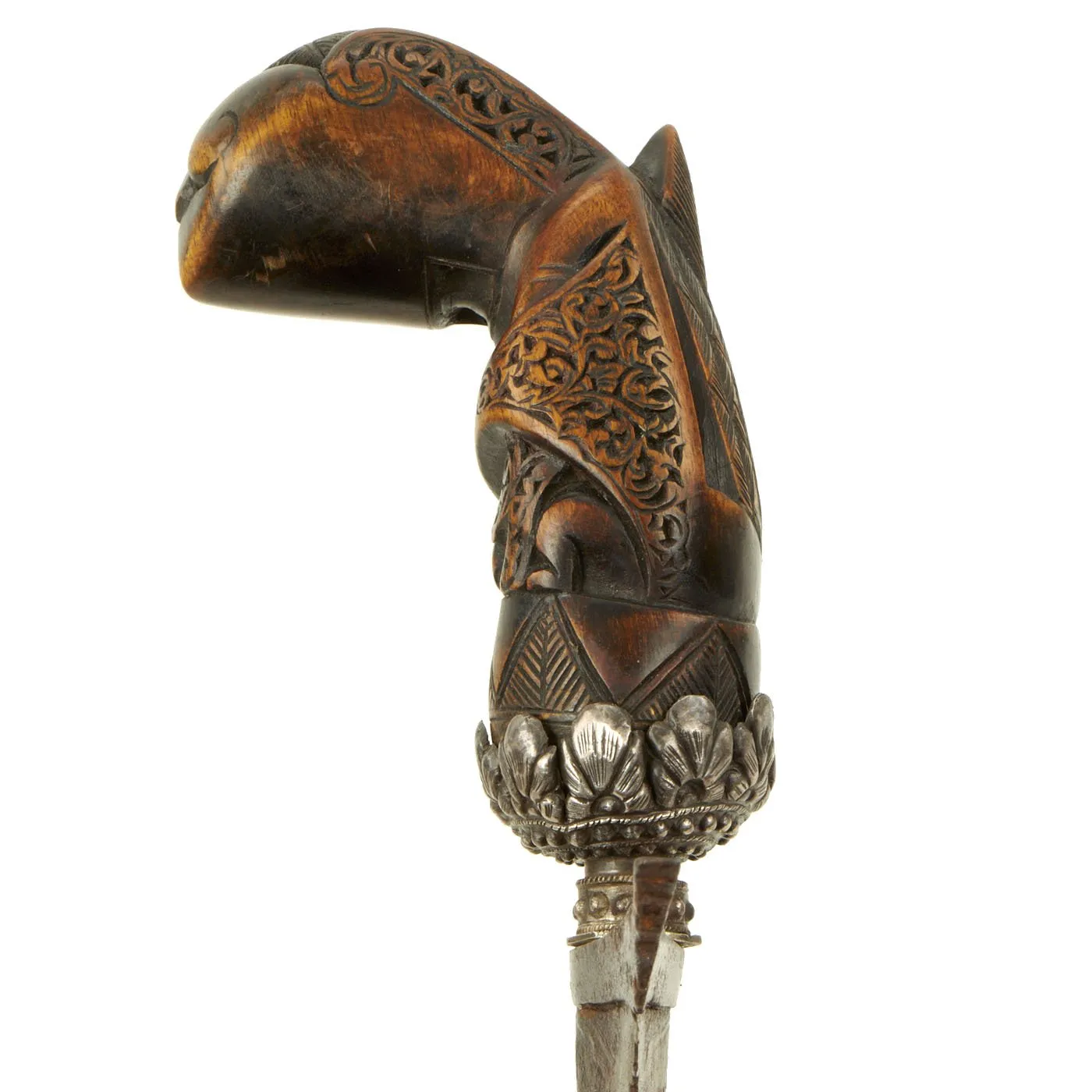 Original Dutch East Indies Kris Dagger with Carved Handle in Scabbard from the Island of Java - circa 1850