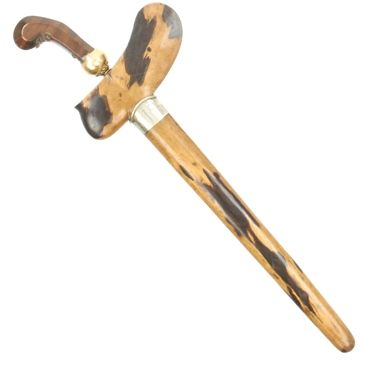 Original Dutch East Indies Kris Dagger with Carved Handle in Scabbard from the Island of Java - circa 1875