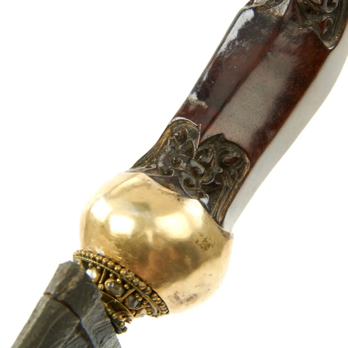 Original Dutch East Indies Kris Dagger with Carved Handle in Scabbard from the Island of Java - circa 1875