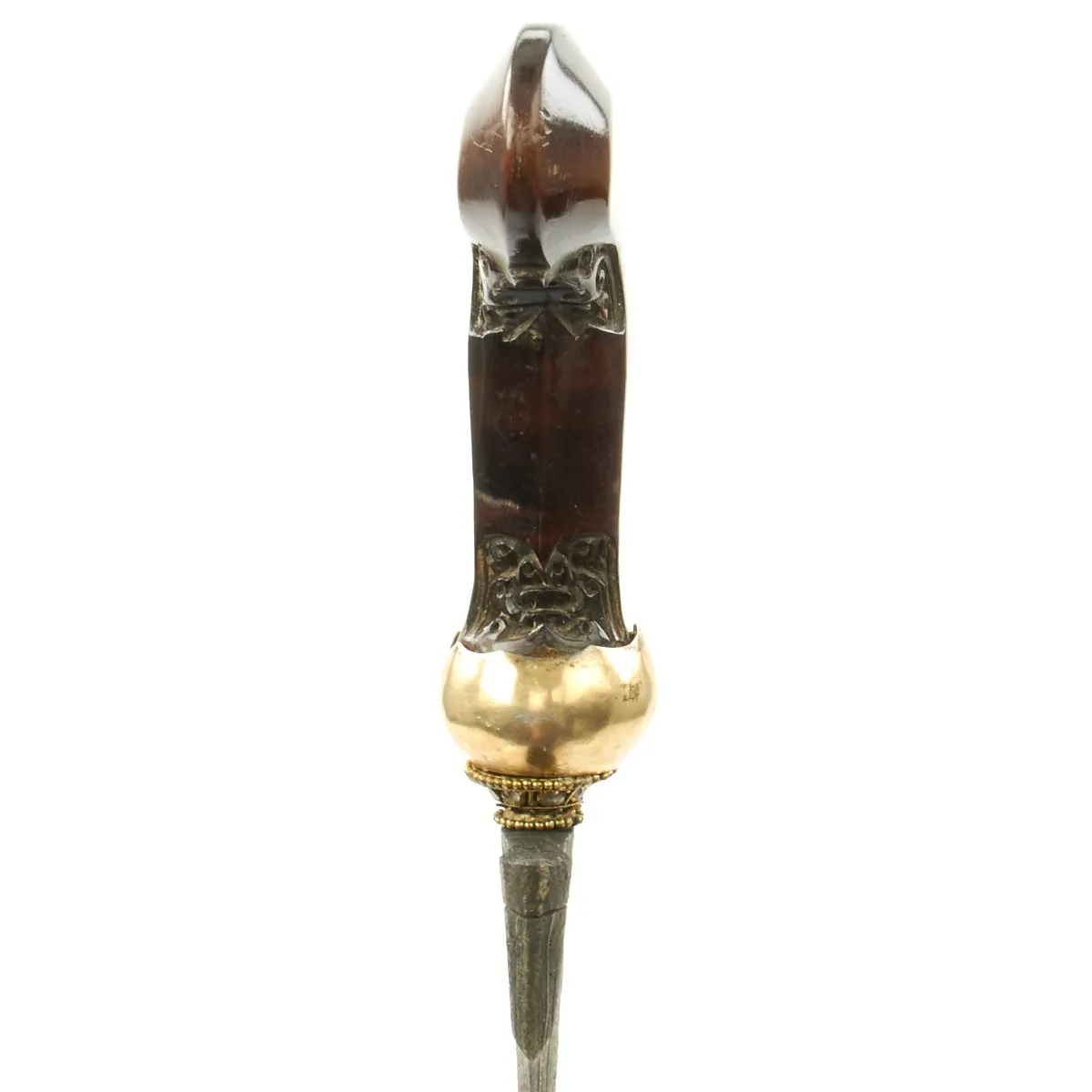 Original Dutch East Indies Kris Dagger with Carved Handle in Scabbard from the Island of Java - circa 1875