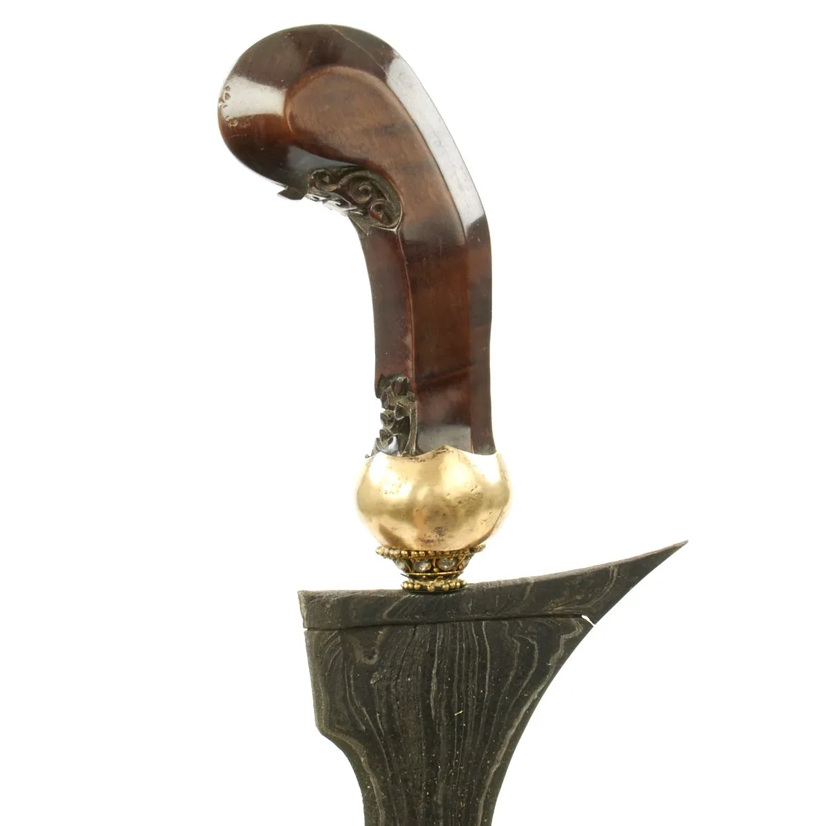 Original Dutch East Indies Kris Dagger with Carved Handle in Scabbard from the Island of Java - circa 1875