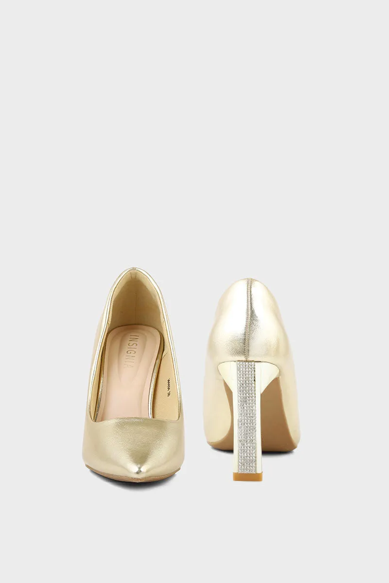 Party Wear Court Shoes I44494-Golden