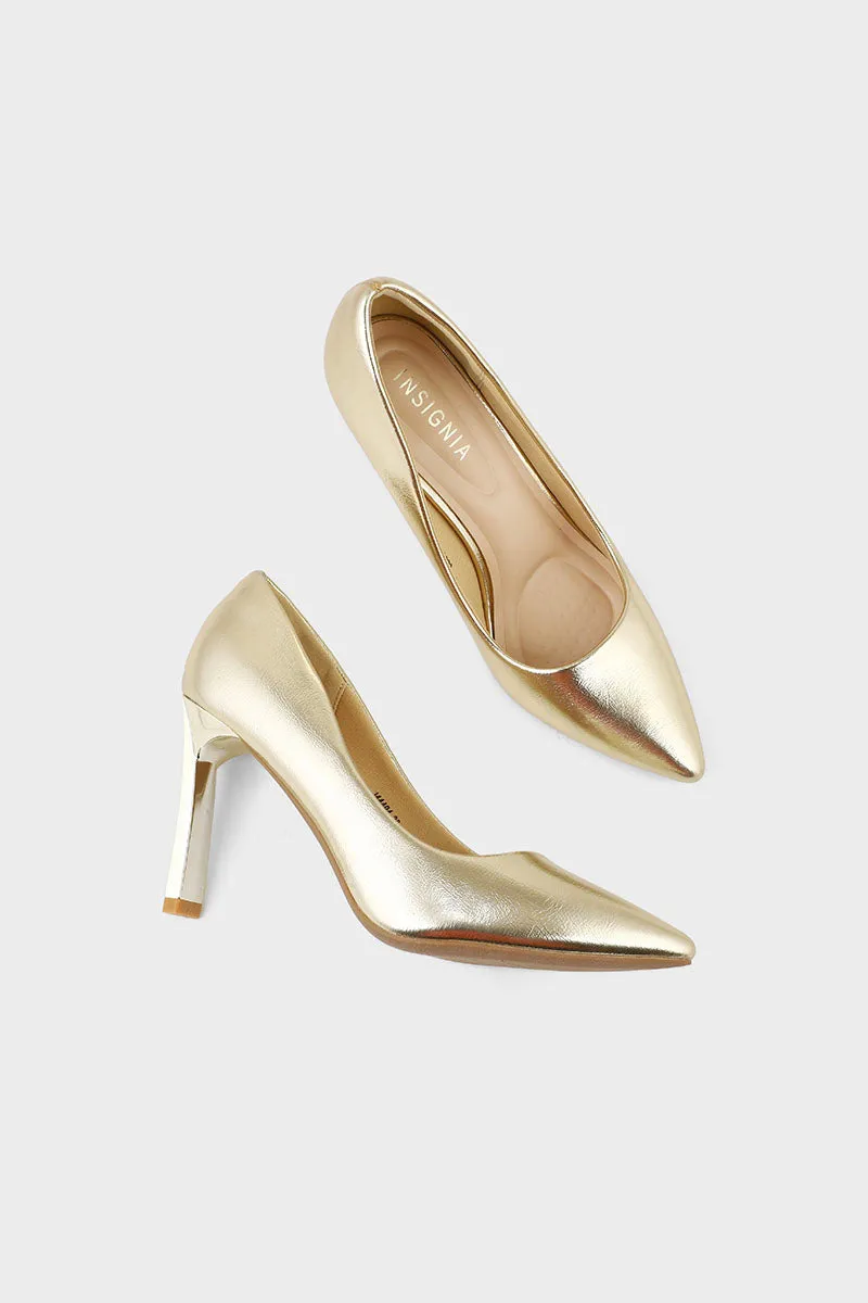 Party Wear Court Shoes I44494-Golden