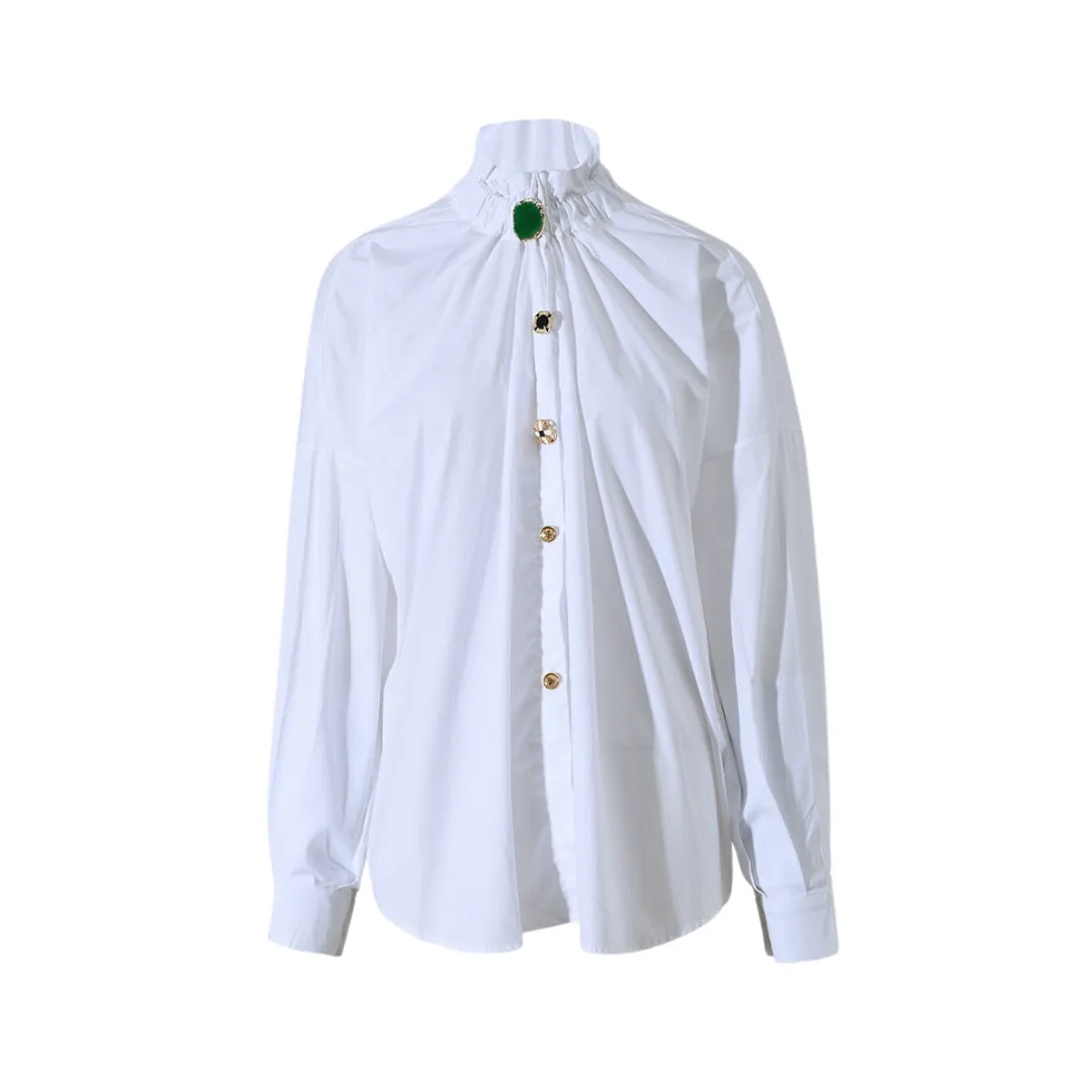 Pre Order:  Single Breasted Lace Collar Court Style Shirt