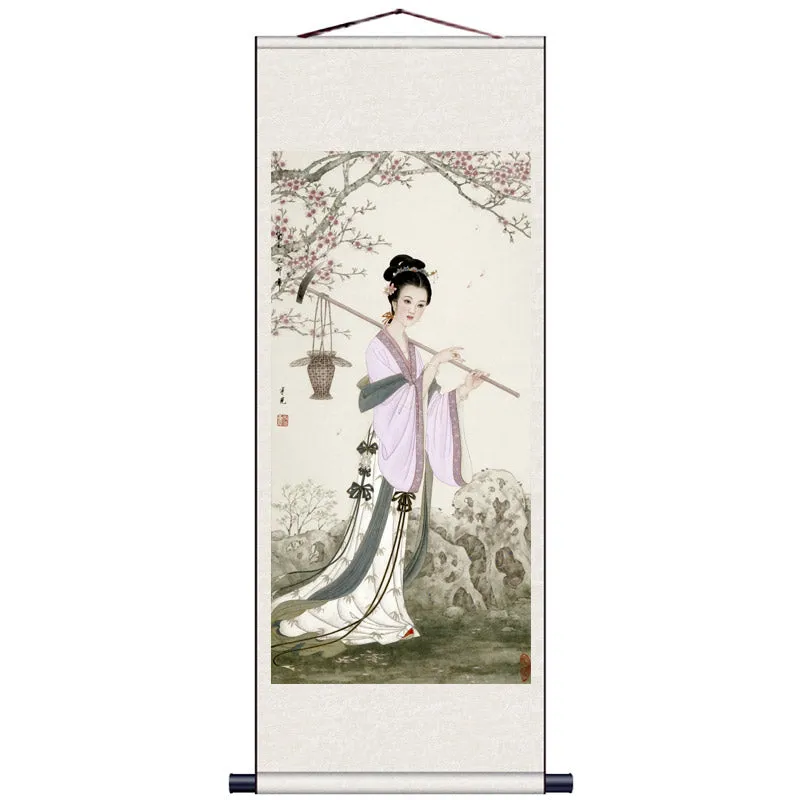 "Depiction of Ancient Court Ladies" - Traditional Chinese Painting Reproduction Classical Silk Scroll Hanging Wall Decor