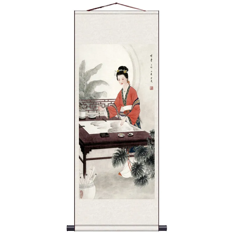 "Depiction of Ancient Court Ladies" - Traditional Chinese Painting Reproduction Classical Silk Scroll Hanging Wall Decor