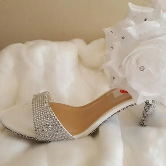 "ICE PRINCESS"  White & Silver Crystal Wedding Heels