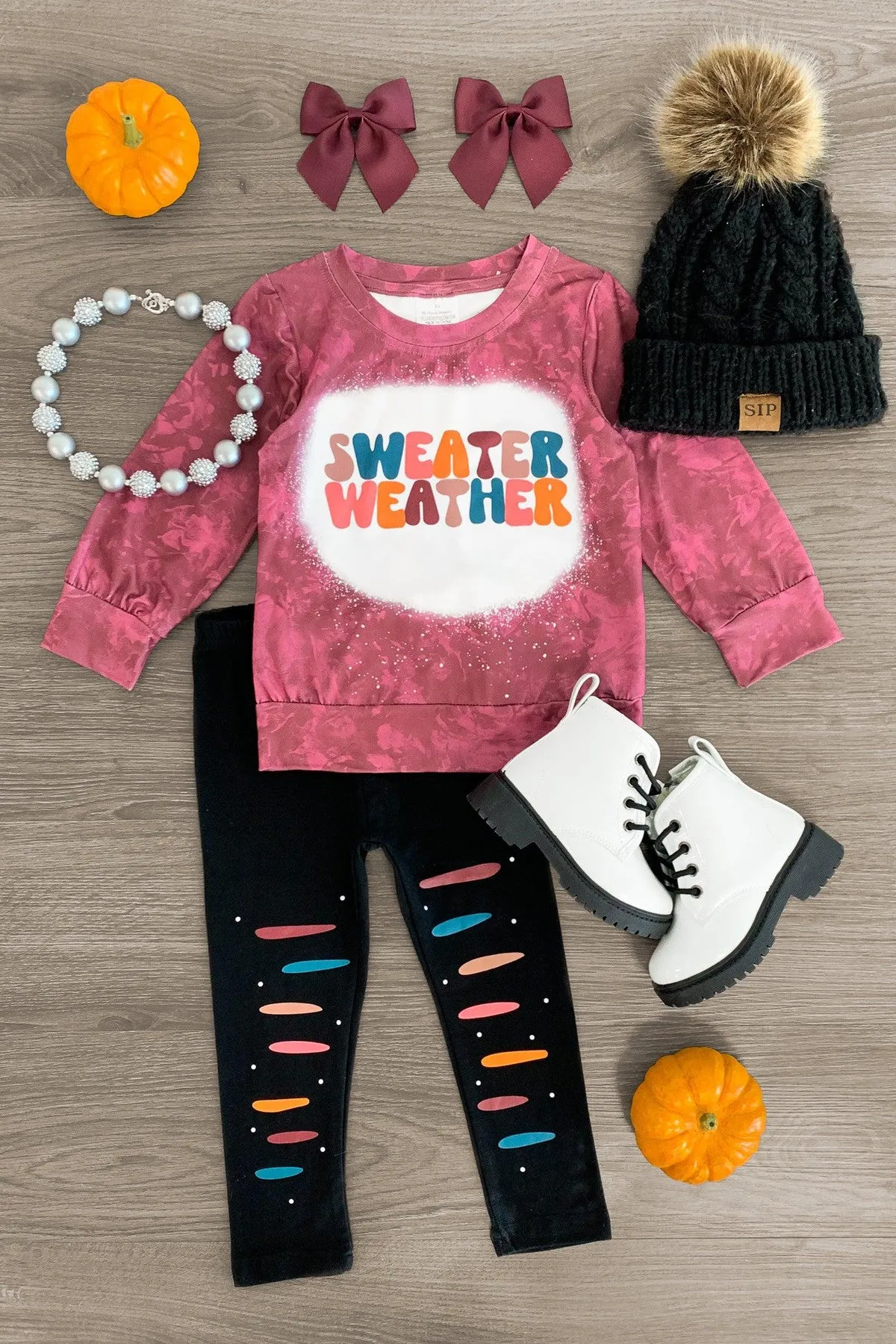 "Sweater Weather" Plum Legging Set