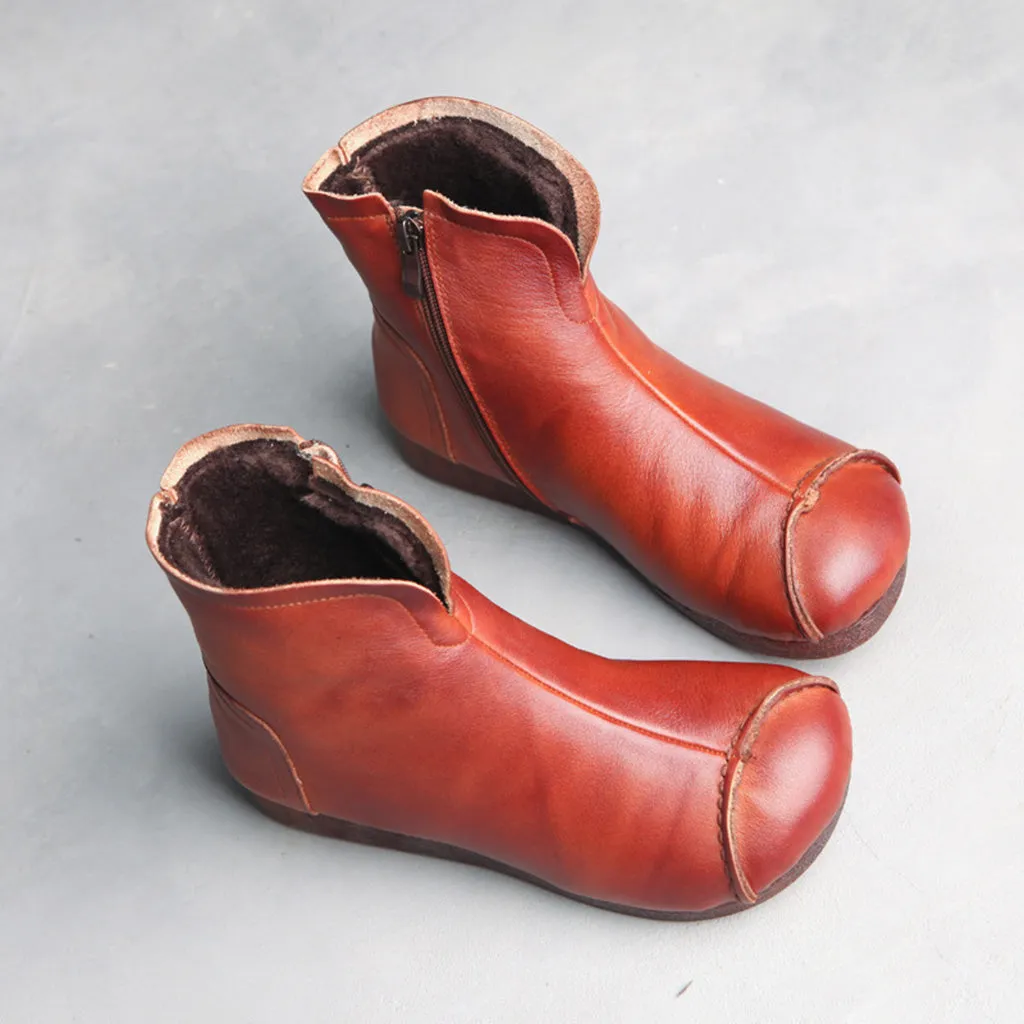 Retro Leather Handmade Casual Ankle Boots | Gift Shoes