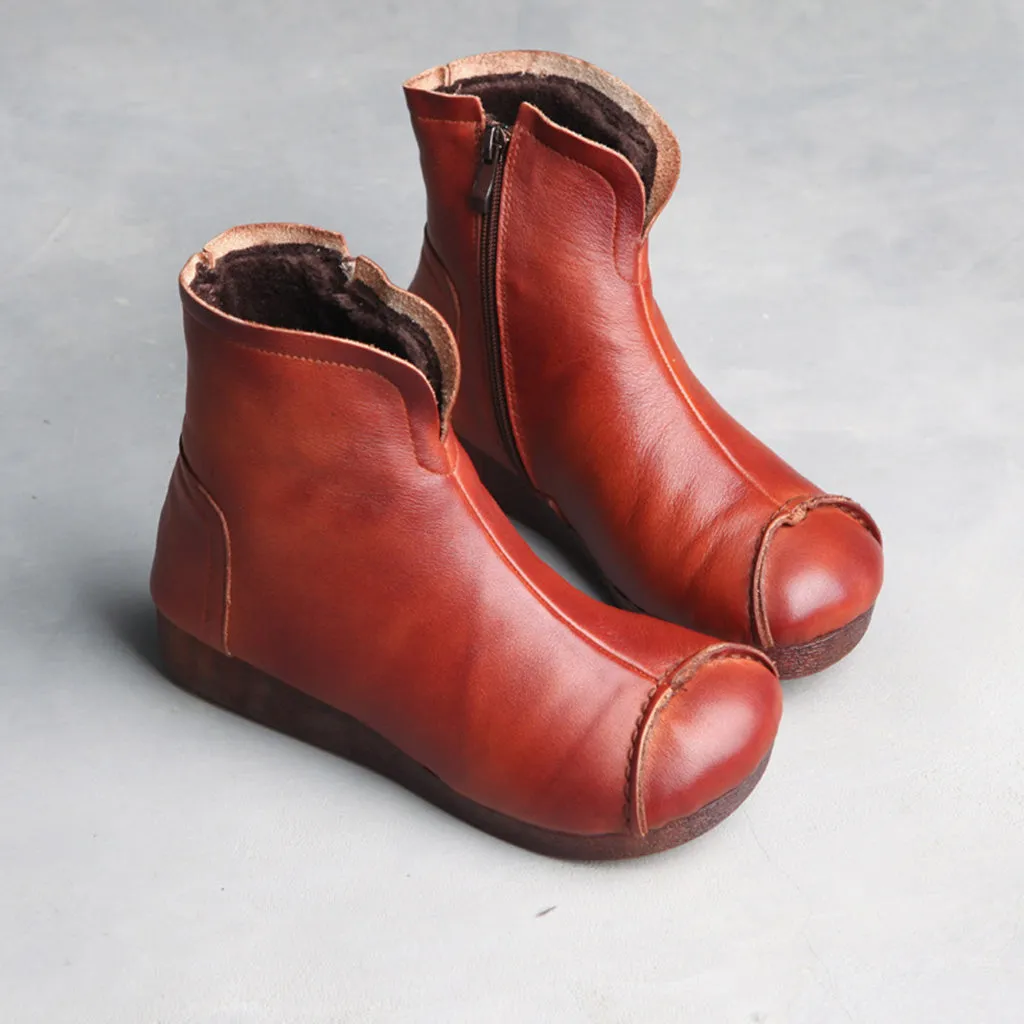 Retro Leather Handmade Casual Ankle Boots | Gift Shoes