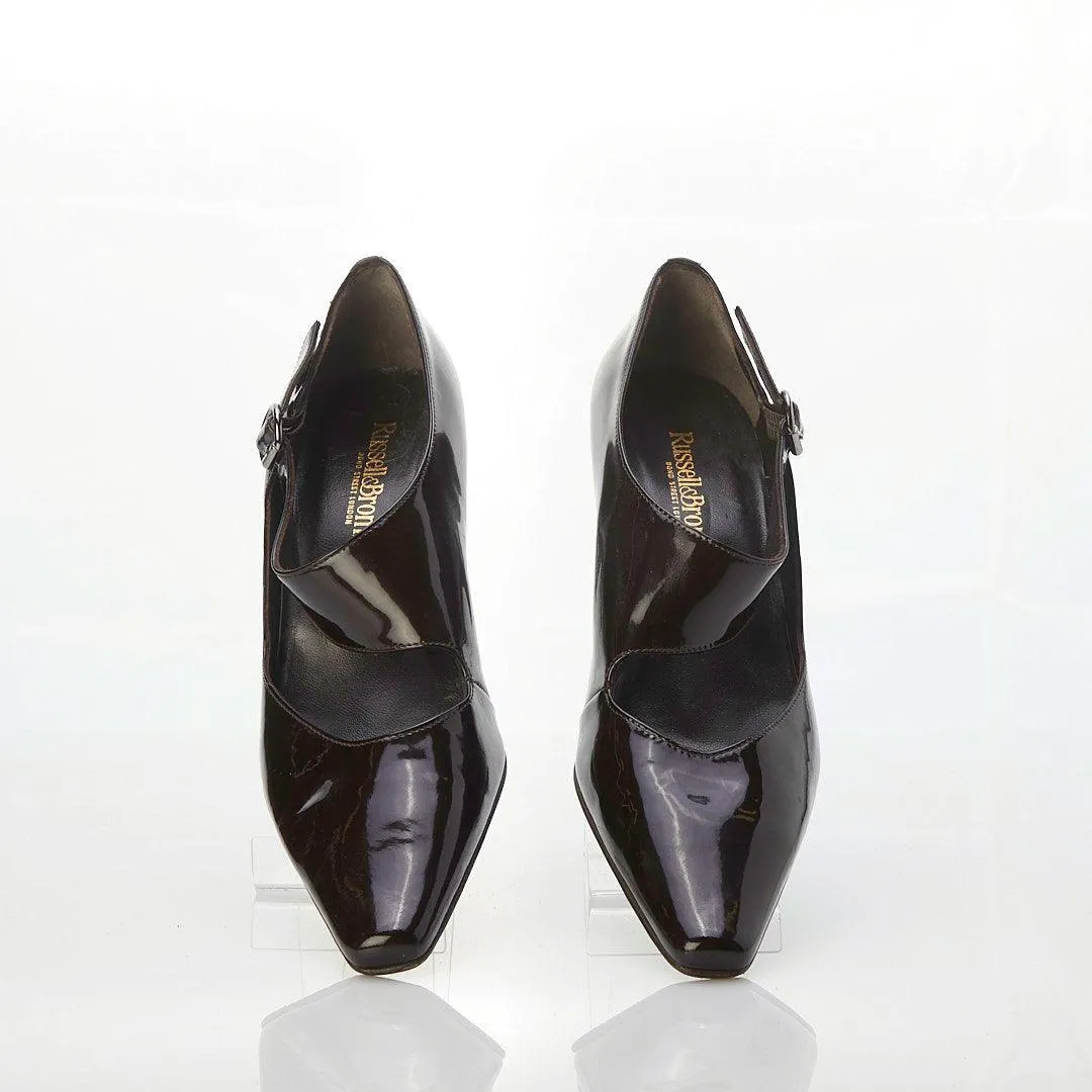 Russell & Bromley Patent Leather Dark Brown Shoe UK Size 7