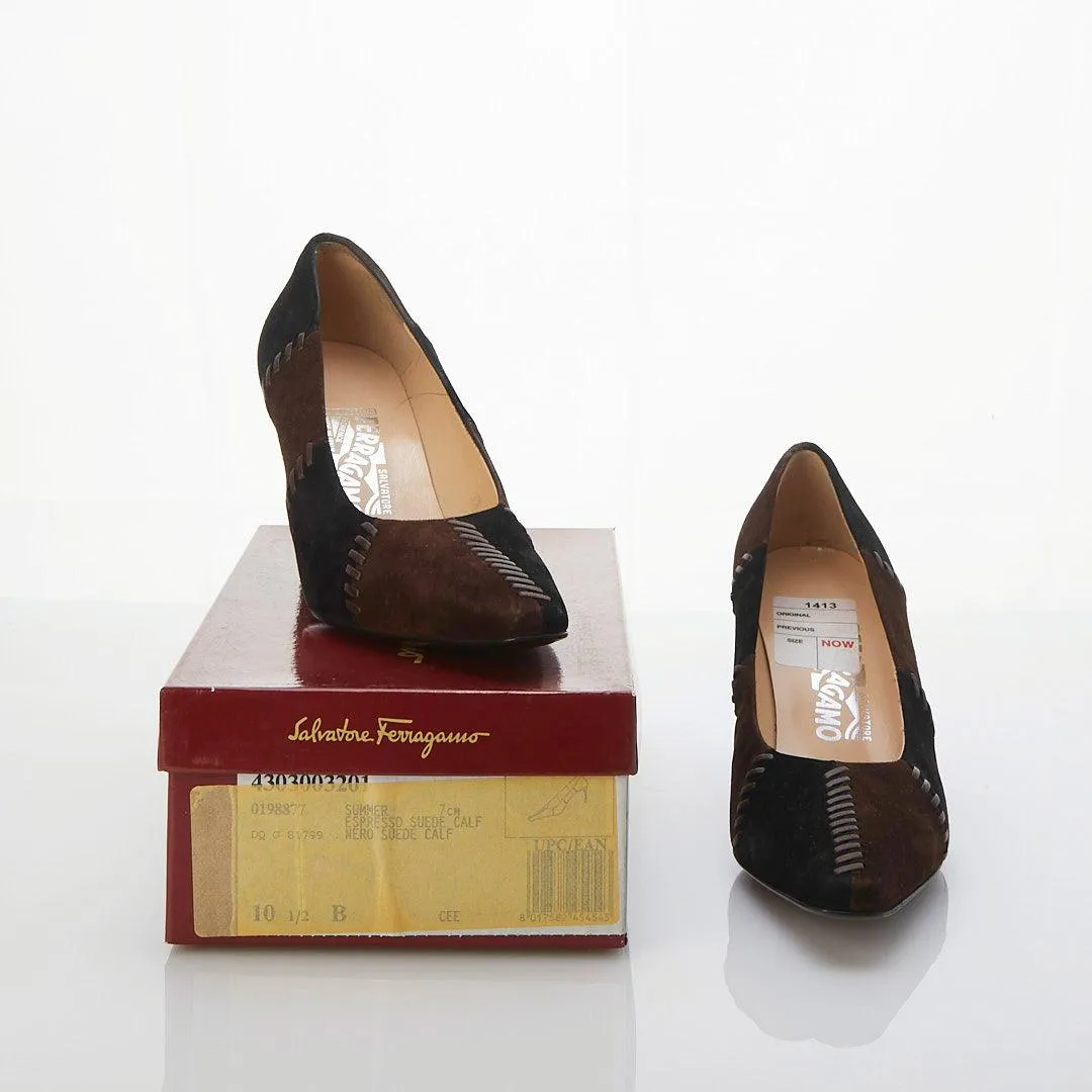 Salvatore Ferragamo Calf Suede Brown Court Shoe UK Size 7.5