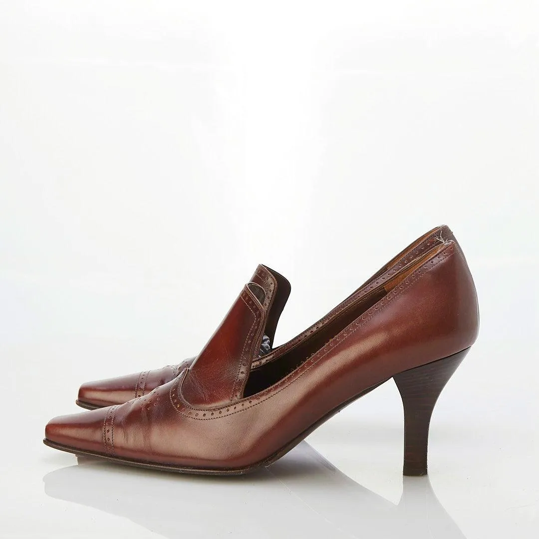 Salvatore Ferragamo Leather Brown Court Style Shoe UK Size 6.5.