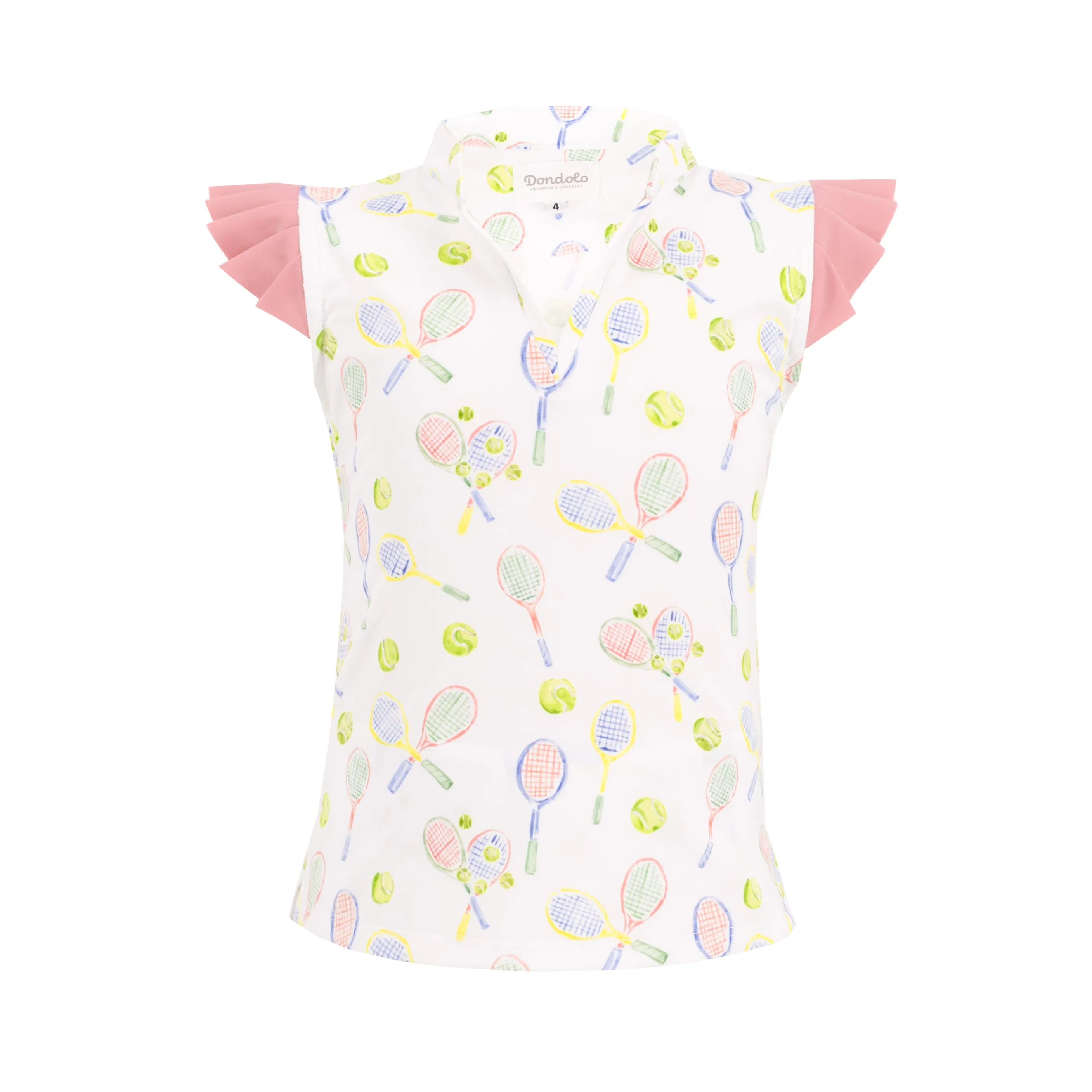 Serena Girl Top - Racket Print