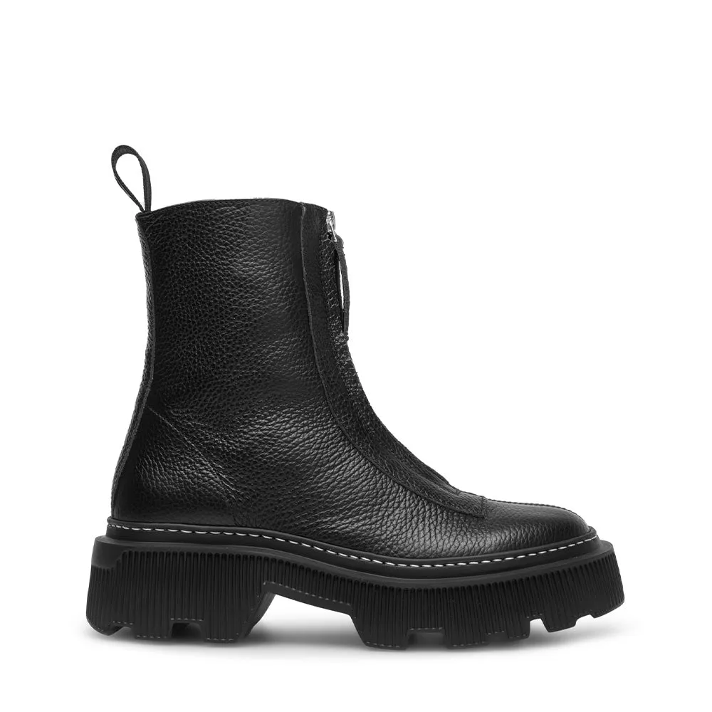 Shane Black Front Zip Leather Boots