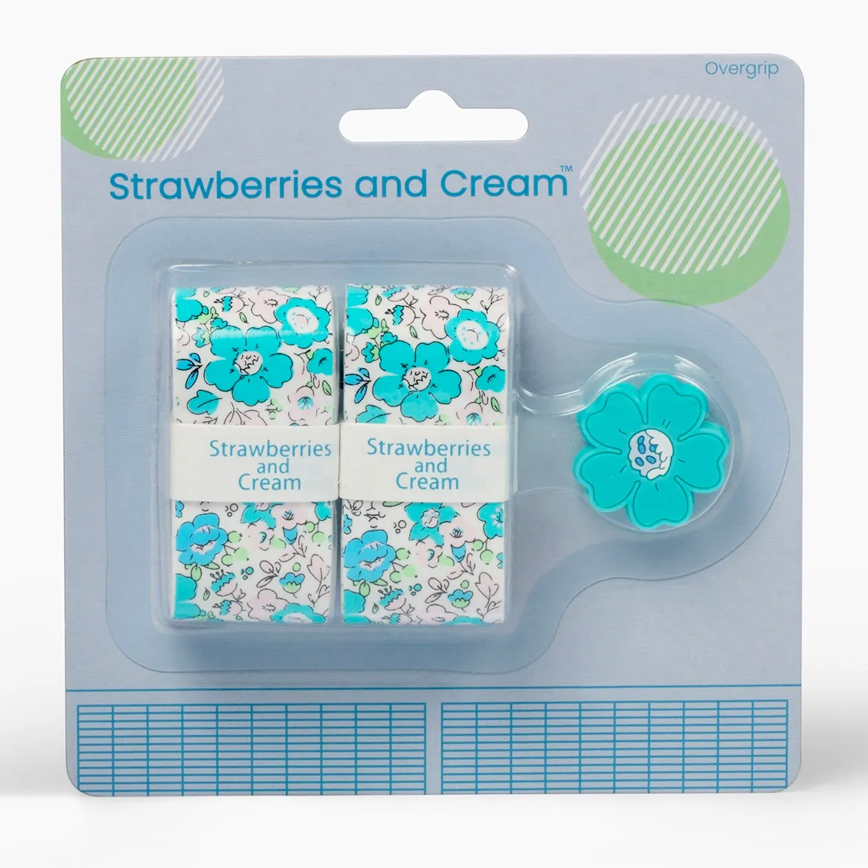 Strawberries and Cream Tennis Overgrip and Dampener Set - Blue