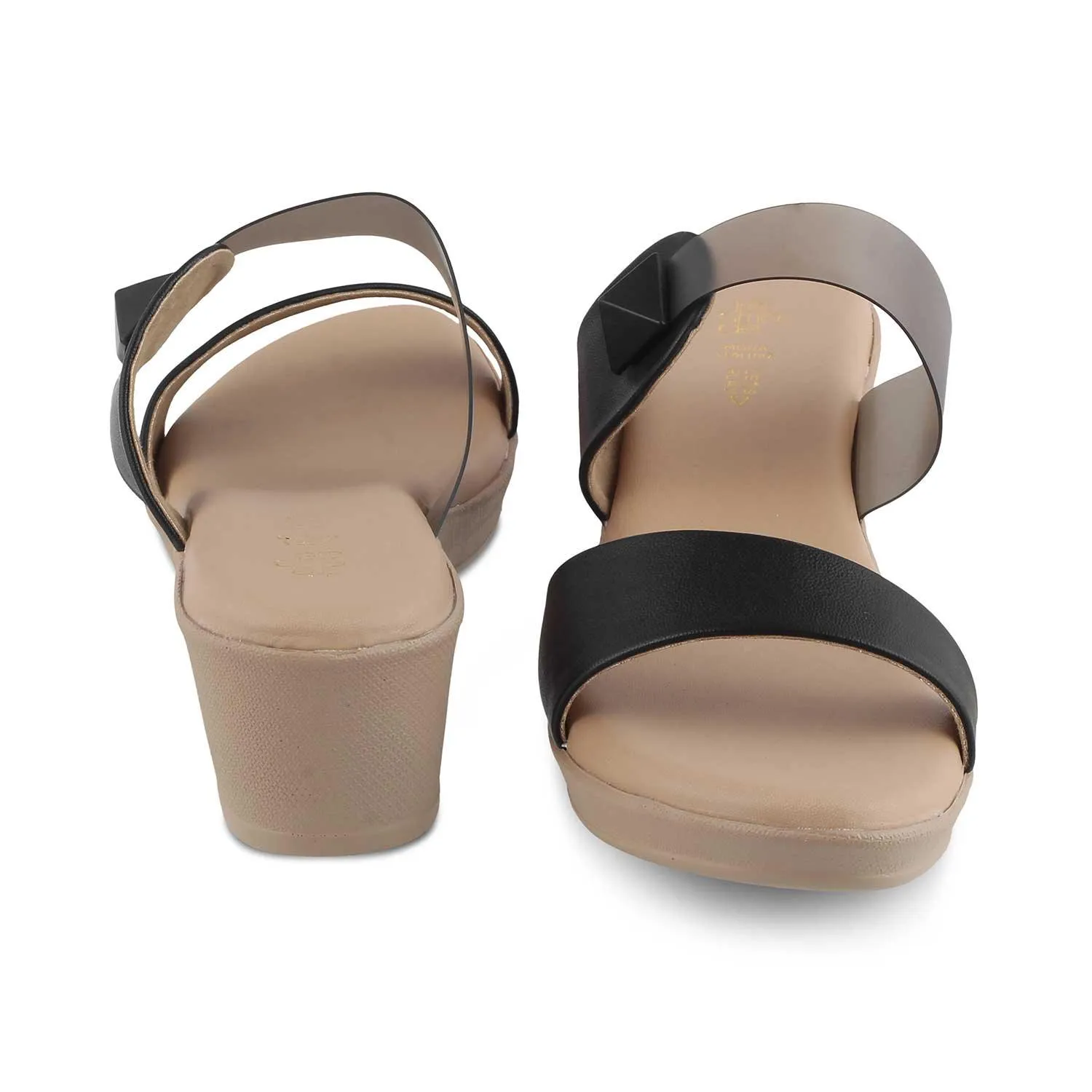 The Vios Black Women's Dress Wedge Sandals Tresmode