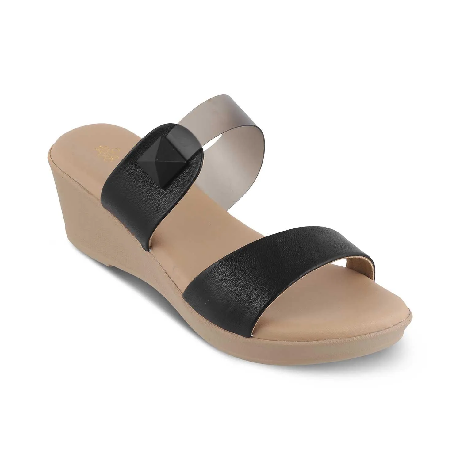 The Vios Black Women's Dress Wedge Sandals Tresmode