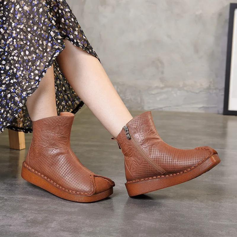 Thick Velvet Leather Autumn Winter Handmade Ethnic Women Boots|Gift Shoes