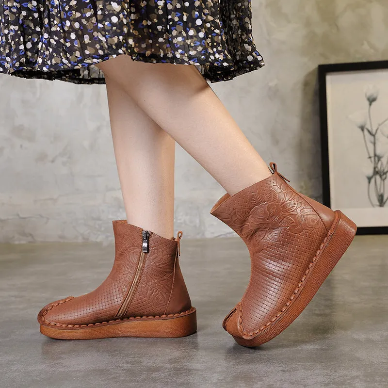 Thick Velvet Leather Autumn Winter Handmade Ethnic Women Boots|Gift Shoes