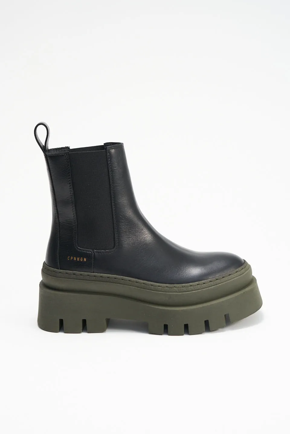 Vitello Black Green Chelsea Boots