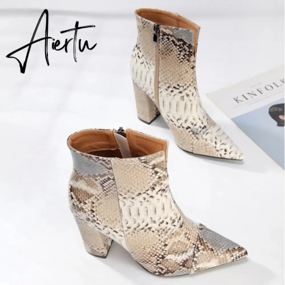 Women Snake Print Boots