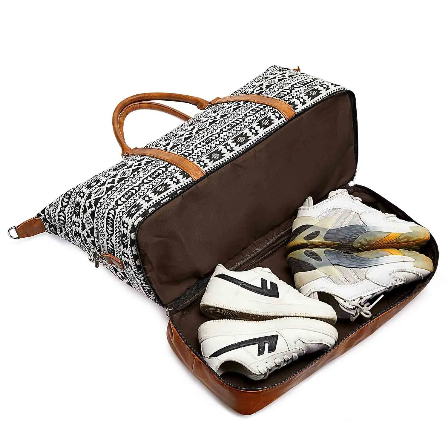 Women Striped Canvas Weekender Duffel Bag