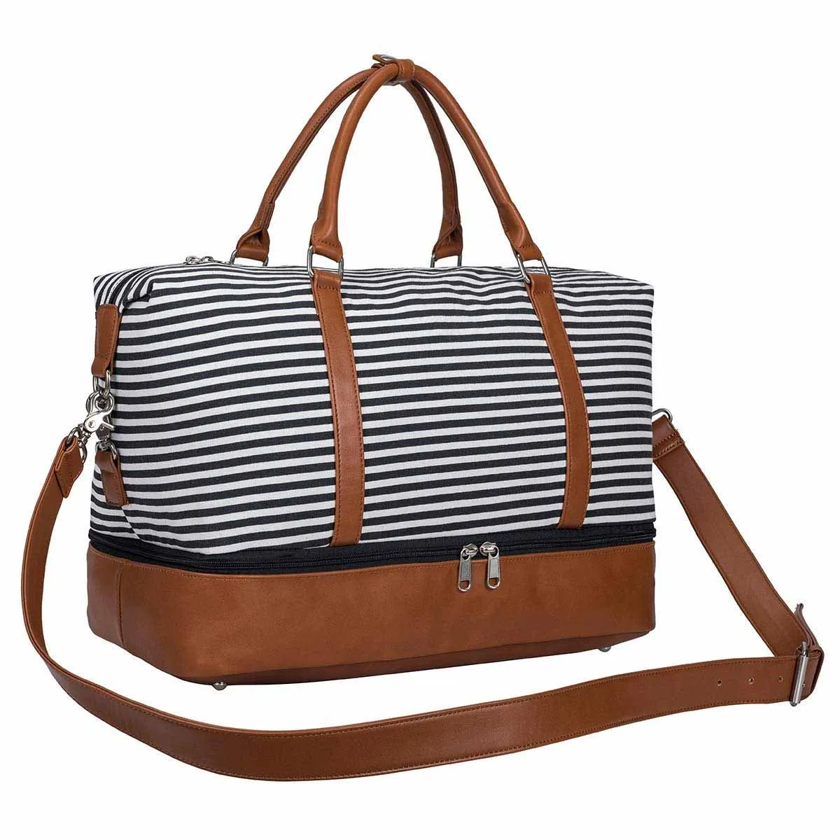 Women Striped Canvas Weekender Duffel Bag