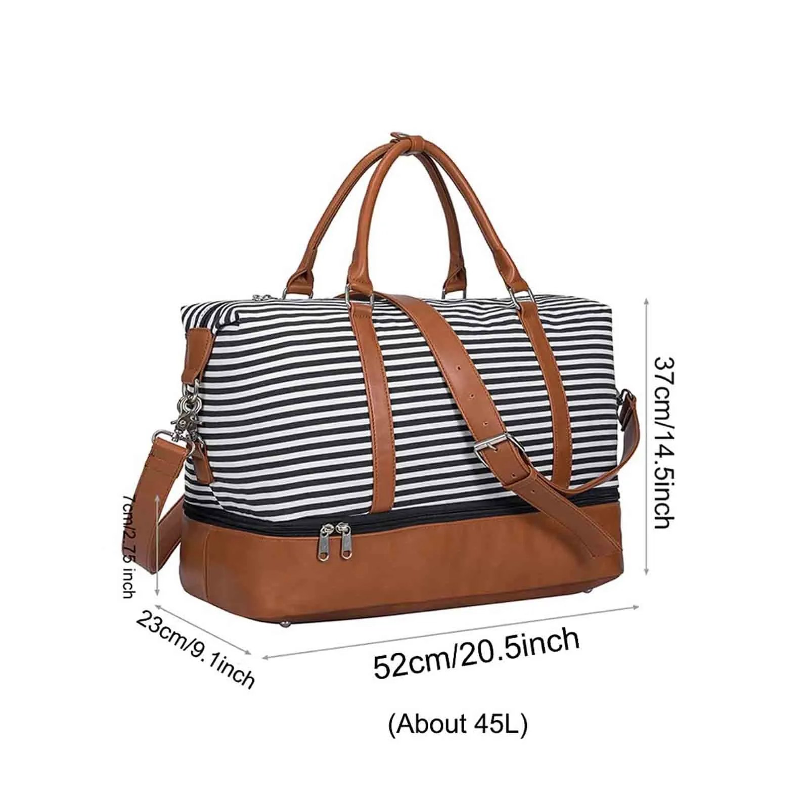 Women Striped Canvas Weekender Duffel Bag