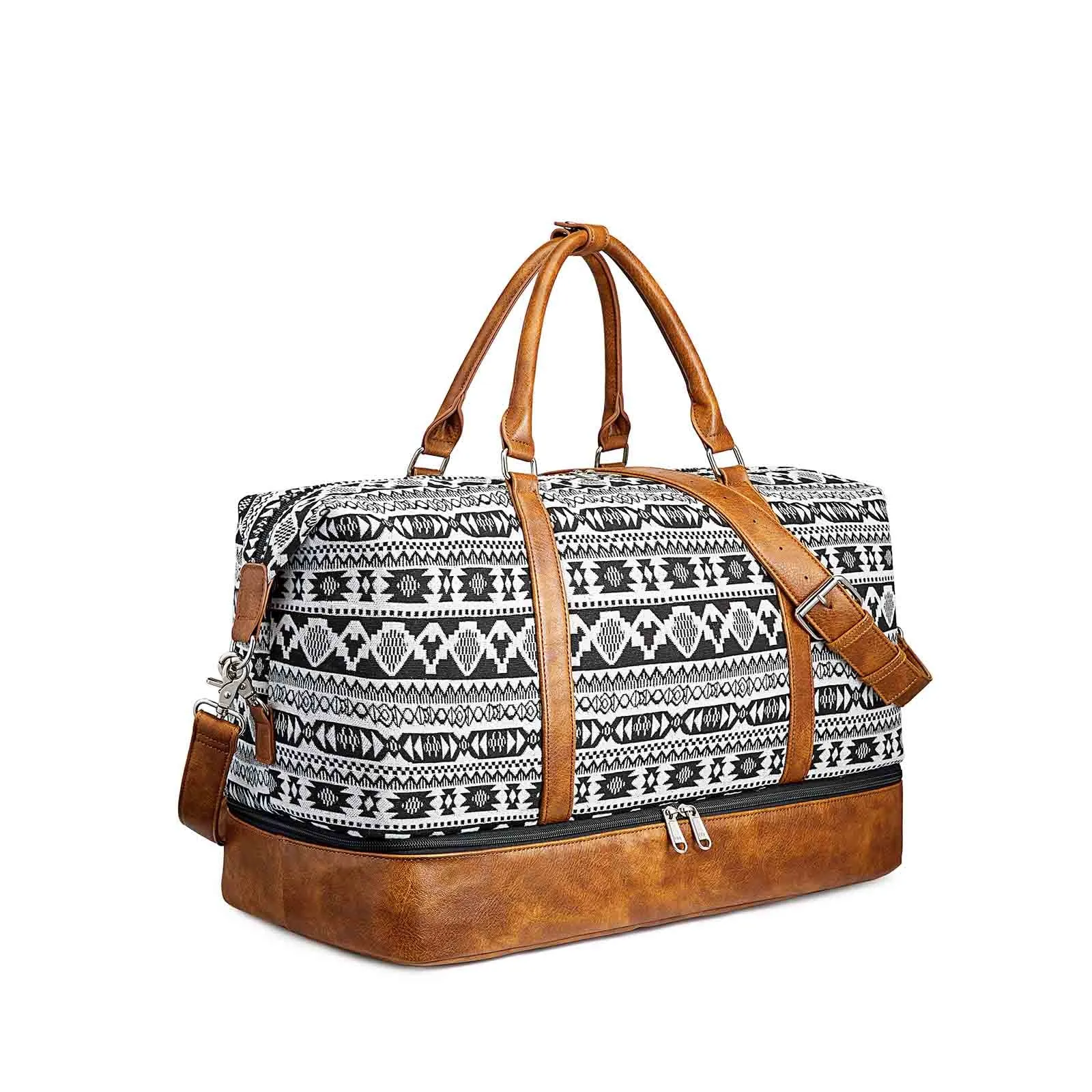 Women Striped Canvas Weekender Duffel Bag