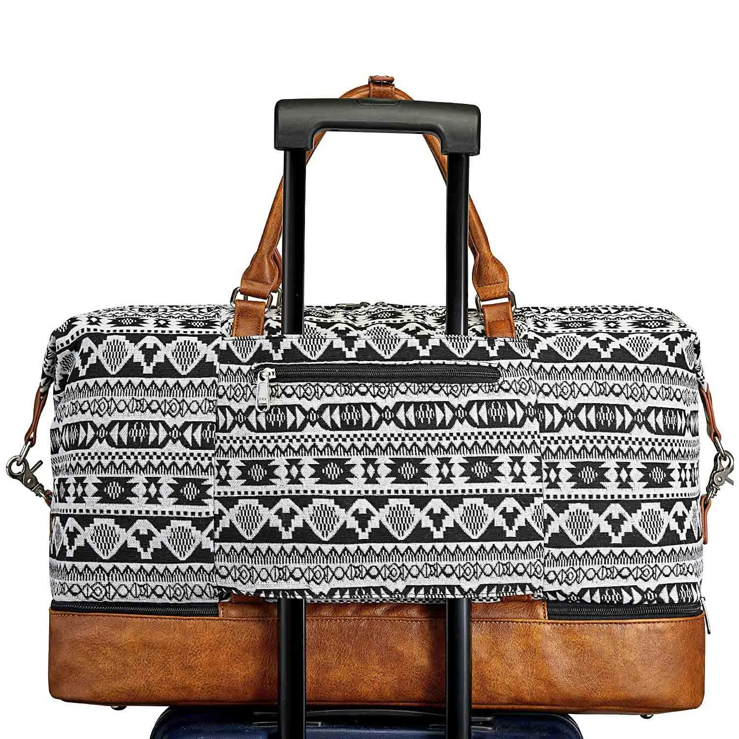 Women Striped Canvas Weekender Duffel Bag