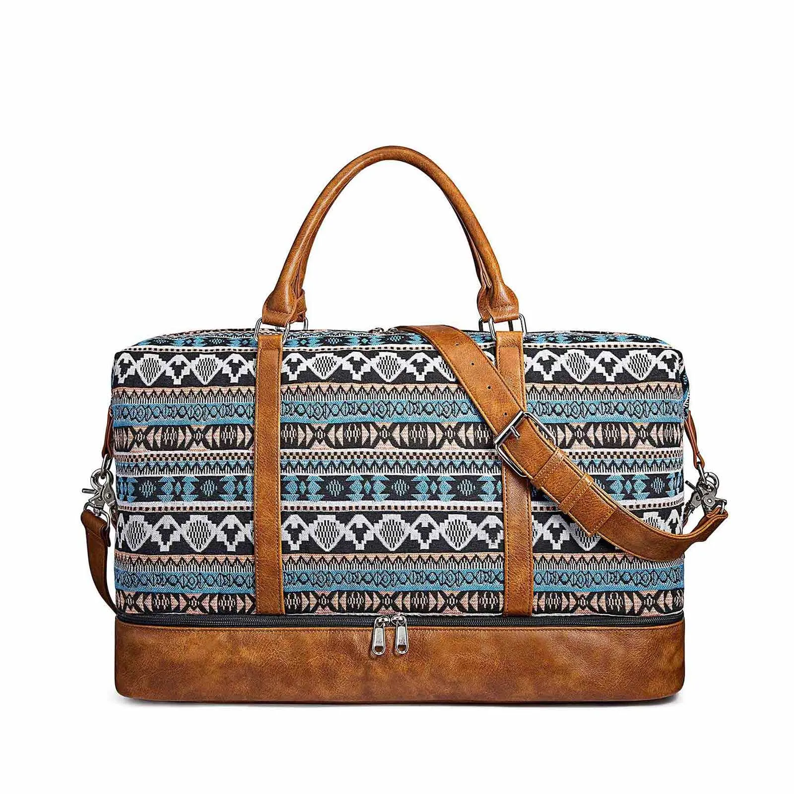 Women Striped Canvas Weekender Duffel Bag