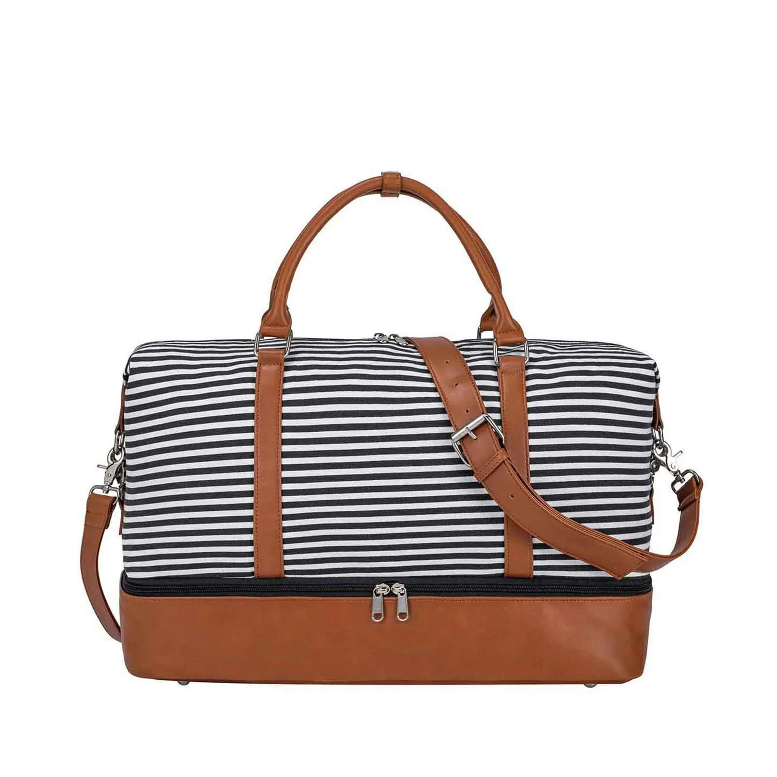 Women Striped Canvas Weekender Duffel Bag