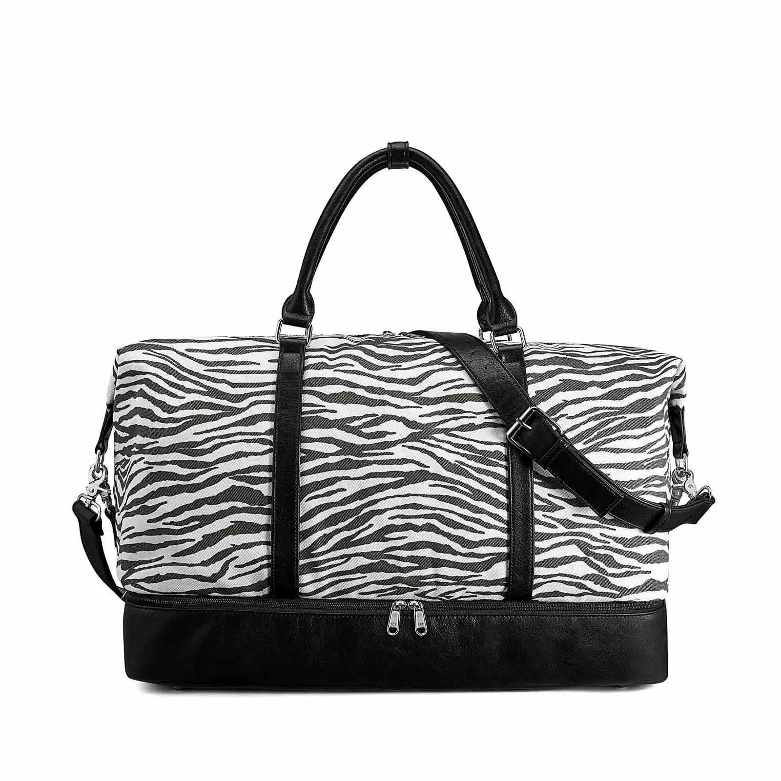 Women Striped Canvas Weekender Duffel Bag