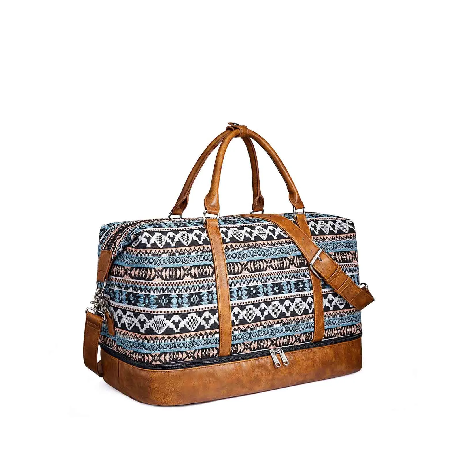 Women Striped Canvas Weekender Duffel Bag