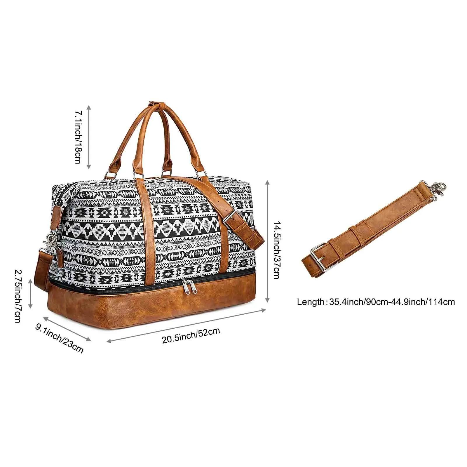 Women Striped Canvas Weekender Duffel Bag