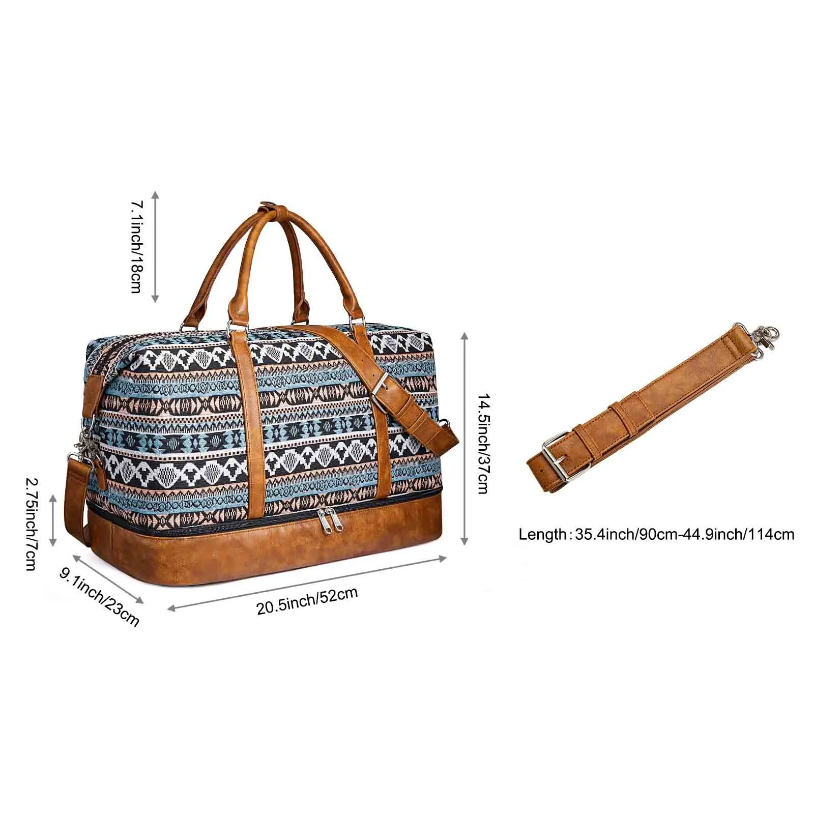 Women Striped Canvas Weekender Duffel Bag