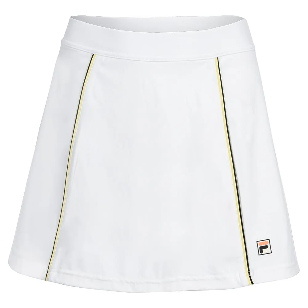 Women's Backspin A-Line Tennis Skort White and Canary Yellow