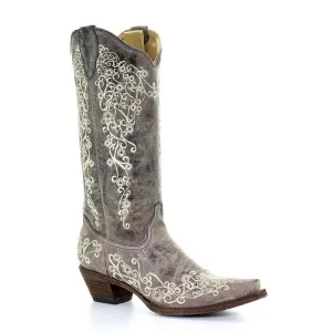 Women's Corral Bone Embroidery Snip Toe Boot