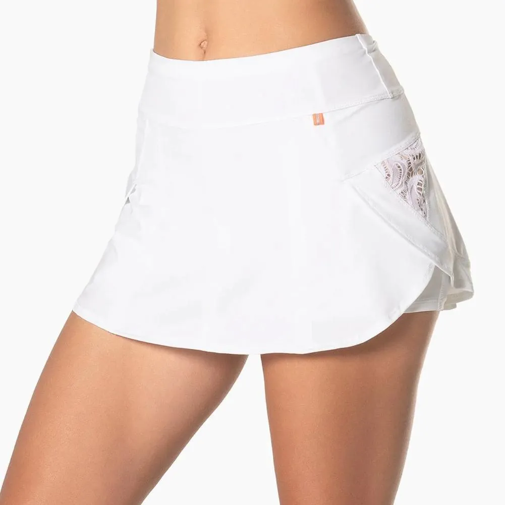 Women's Lace Track Tennis Skort White