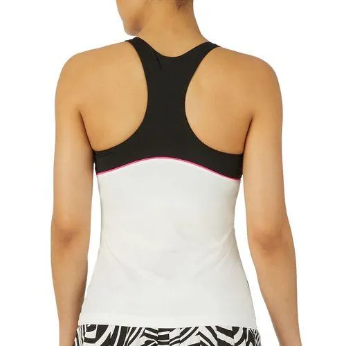 Women`s Tie Breaker Print Racerback Tennis Tank Swirl and White